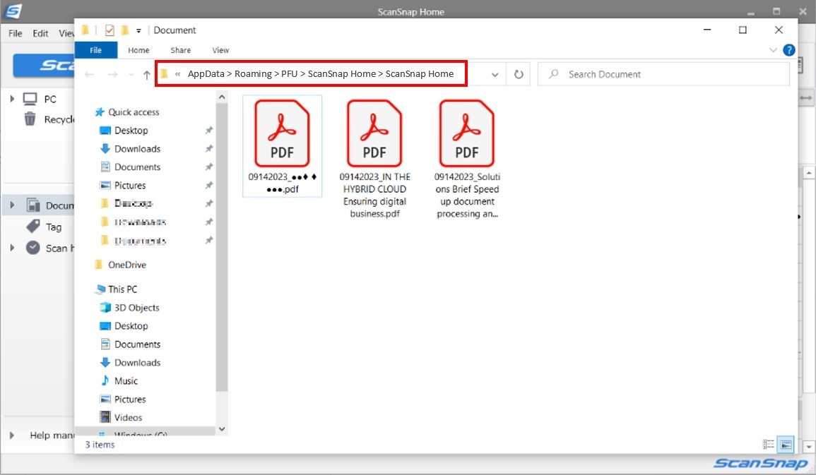 Displays a save destination for scanned images saved in ScanSnap Home..jpg